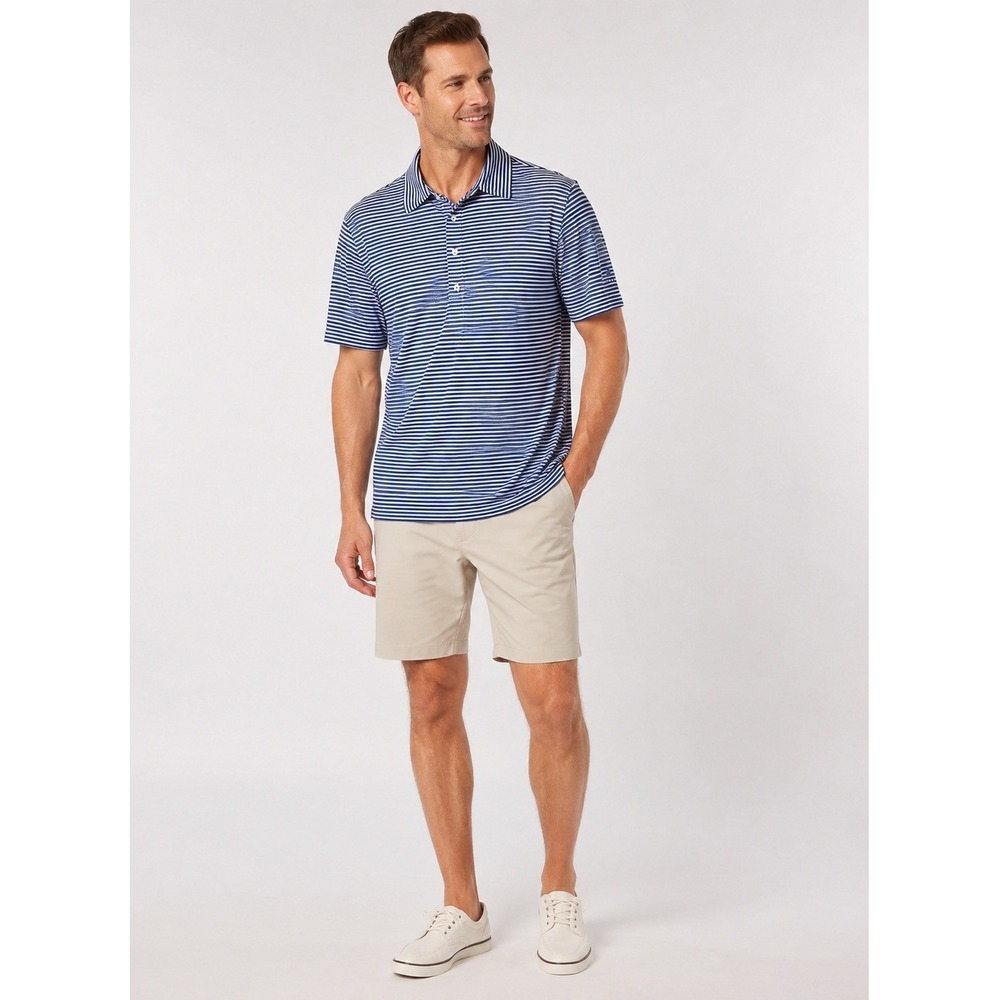 RLX Ralph Lauren Golf Polo Shirt Striped Performance Blue White Stripe L Troon